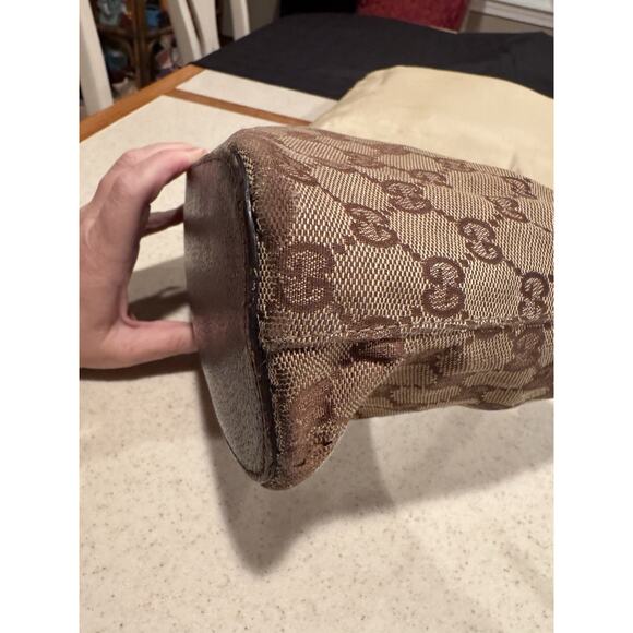 Gucci GG canvas hobo shoulder bag in brown with leather trim - Picture 8 of 15